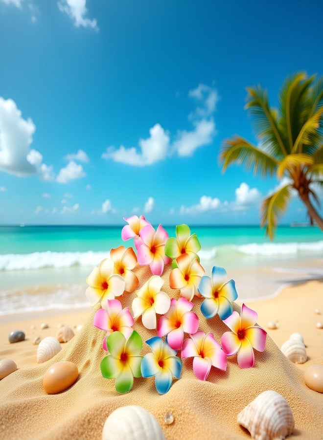 Qintreesify 10Pcs Multicolor Hawaii Plumeria Flower Clips Hawaiian Flowers Hair Barrettes Beach Party Hair Clips Artificial Tropical Flower Hairpins for Wedding Hair Accessories (7cm) - Image 3